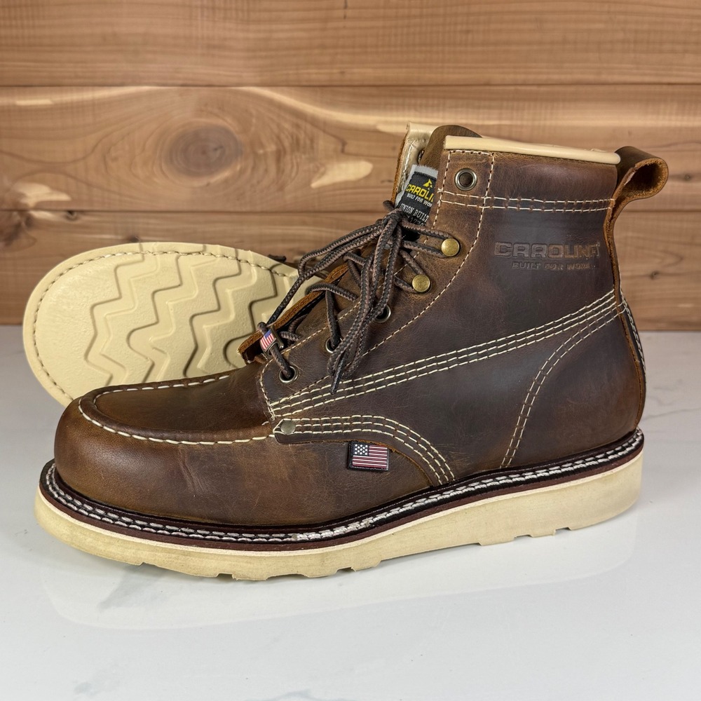 Carolina Boots CA7811 AMP 6" Wedge Moc Steel Toe Work Boot Mens 8.5 Made USA